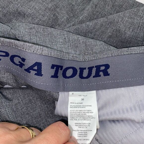 PGA TOUR Men's Gray Stretch Performance Golf Flat Front Shorts Size 36 - Picture 8 of 9